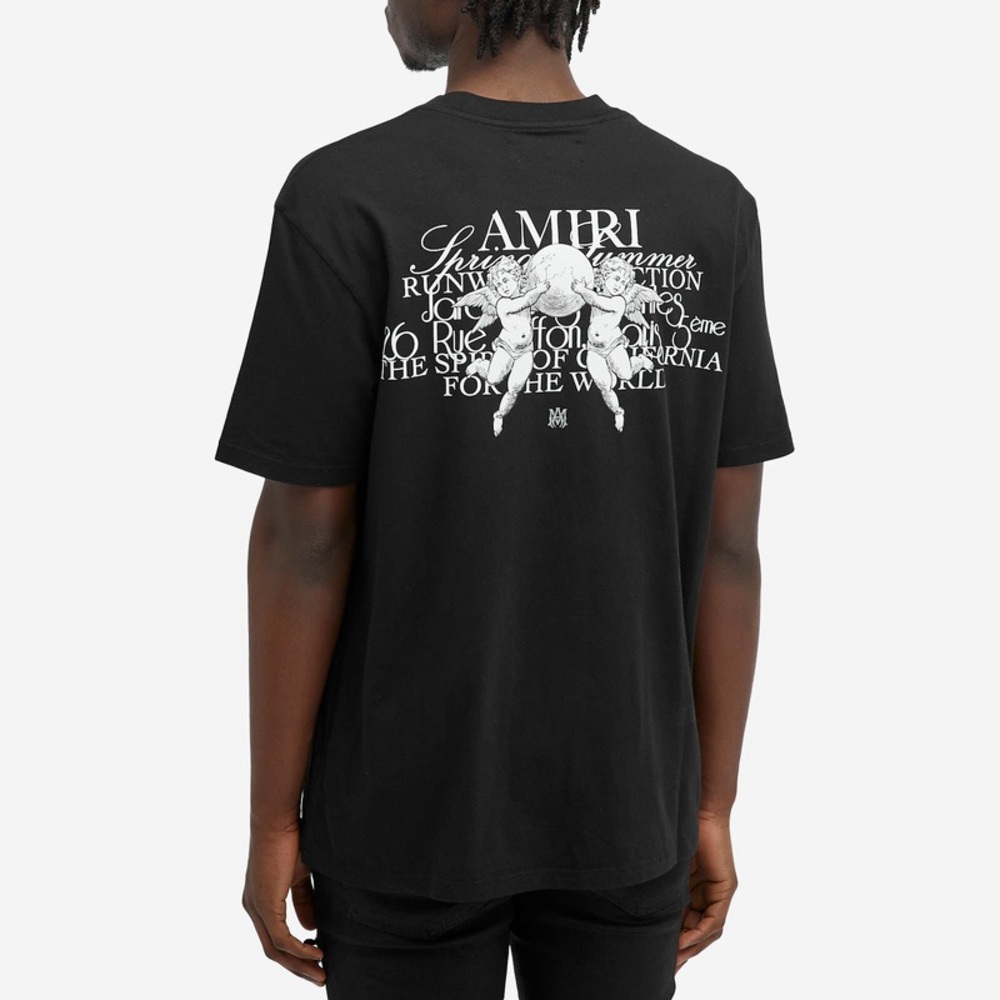 AMIRI Black Cherub Short Sleeve Tee